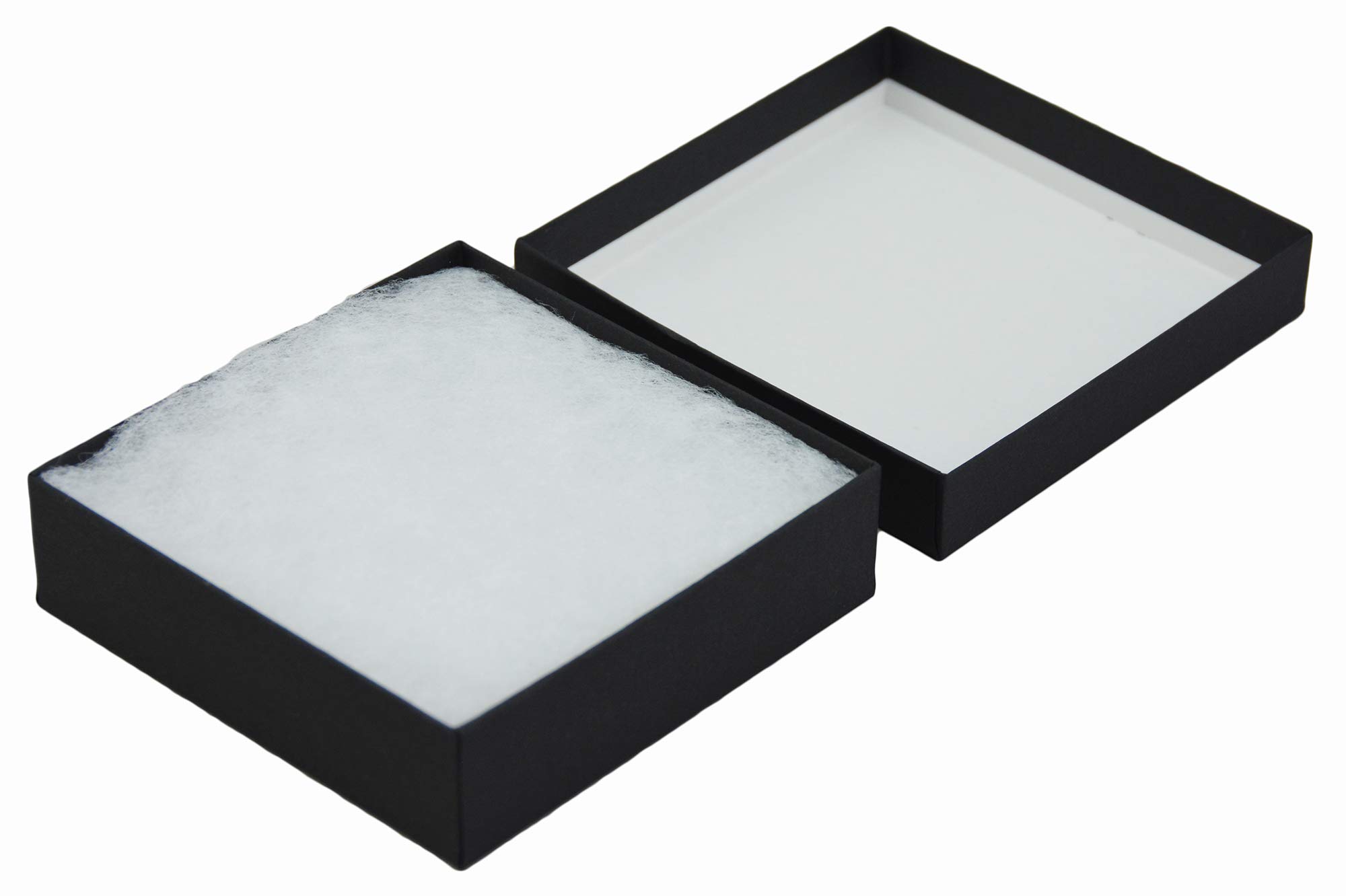 JPB - Joyero relleno de algodón negro mate #33 (caja de 100) 3 1/2 x 3 1/2 x 1 pulgadas