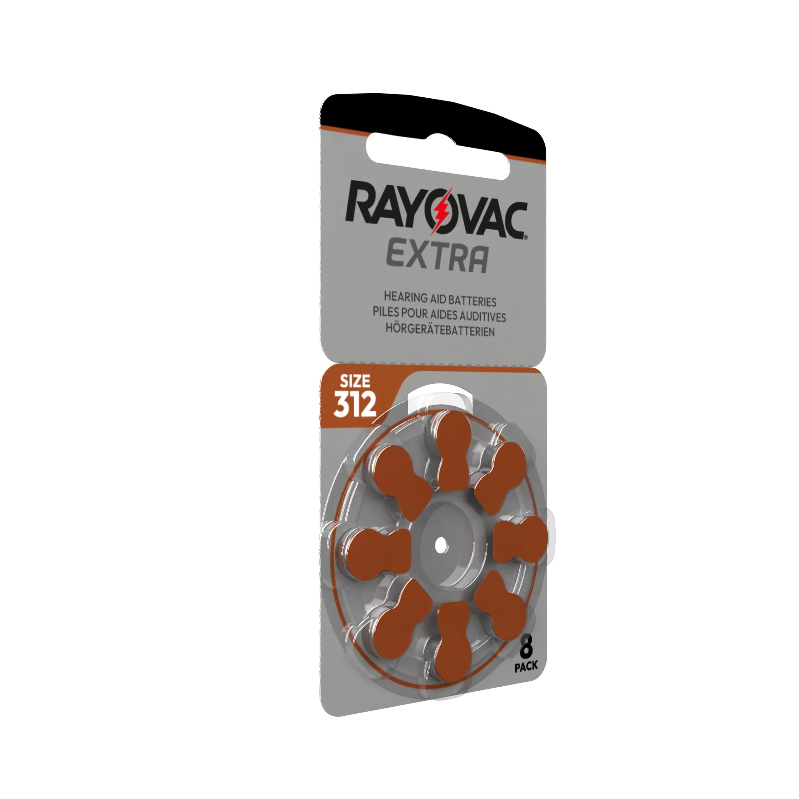 120 Piles pour appareils auditifs Rayovac Extra modèle 312, Longue durée, compatibilité Universelle, sans Mercure (15 blisters de 8 Piles)