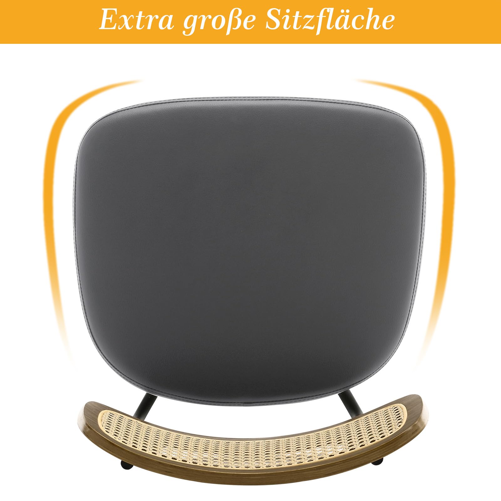 Bekrvio Barhocker 2er Set 74 cm Sitzhöhe, Barhocker Rattan mit Lehne, 360° drehbar, extra Dicker Sitz (7,1 cm), Barstuhl Holz mit 4 Beinen, für hohe Kücheninsel & Theke (101–109 cm) Grau