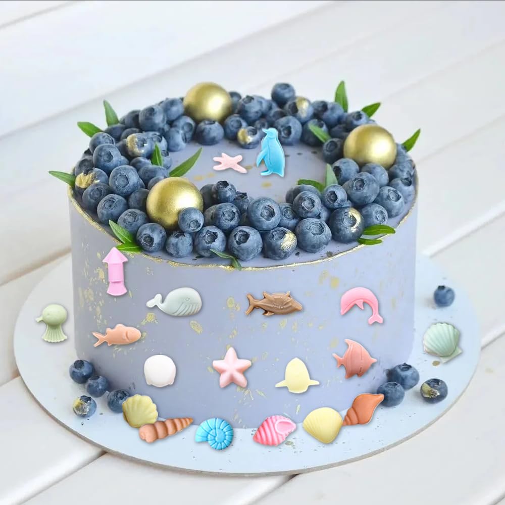 MYPRACS Seashell Siliconen mal schelp fondant vormen voor taart decoratie kauwgom pasta cupcake topper snoep chocolade polymeer klei set van 4
