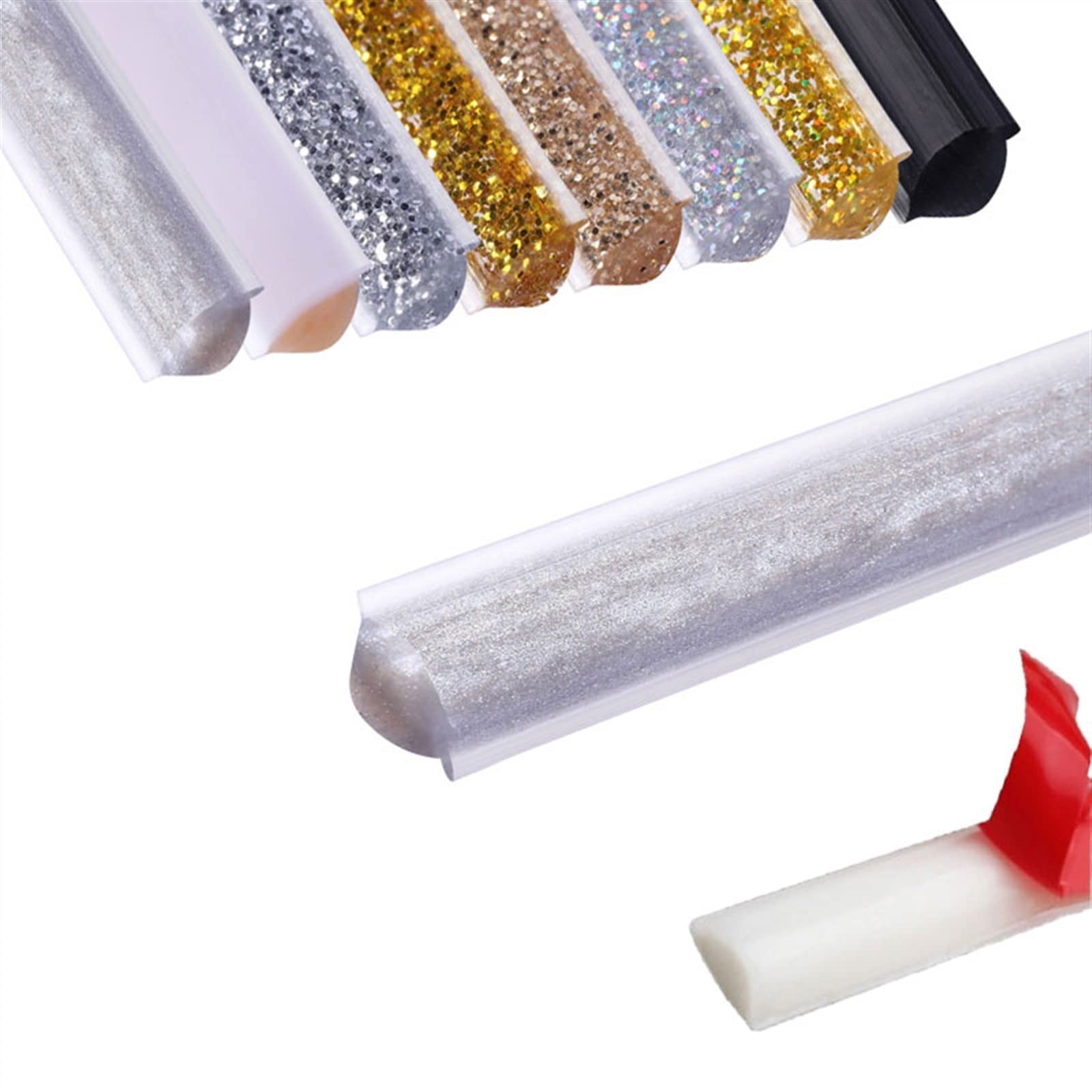Flexible Quarter Round Molding Trim 16.4ft Self-Adhesive PVC Caulk and Trim Strips Floor Edges and Tile Edge, Waterproof Caulk Strip for Wall, Ceiling, Countertop, Cabinate ( Color : Silver Grey ) — image 1