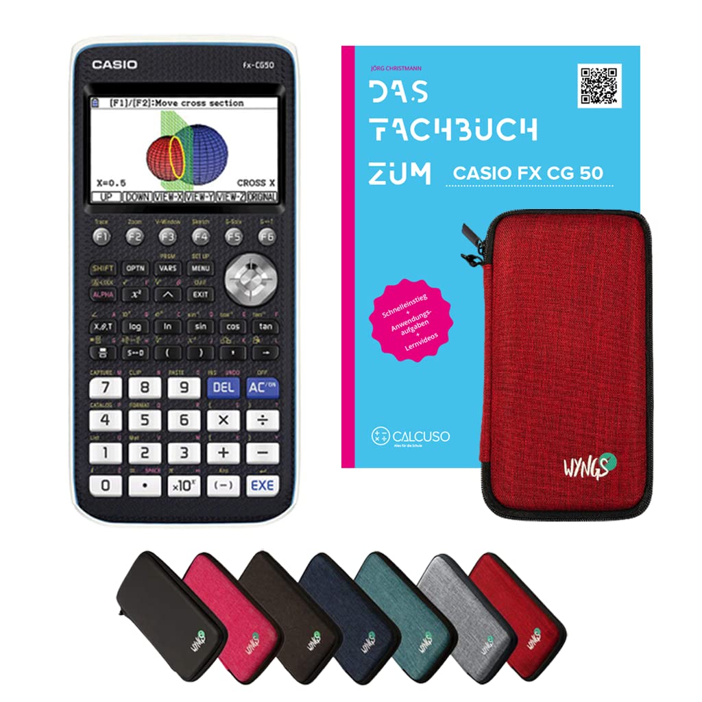 Casio fx-CG50 avec Housse de Protection Rouge et Manuel (92 Pages, DIN A4) – Calculatrice Graphique – Smart Set