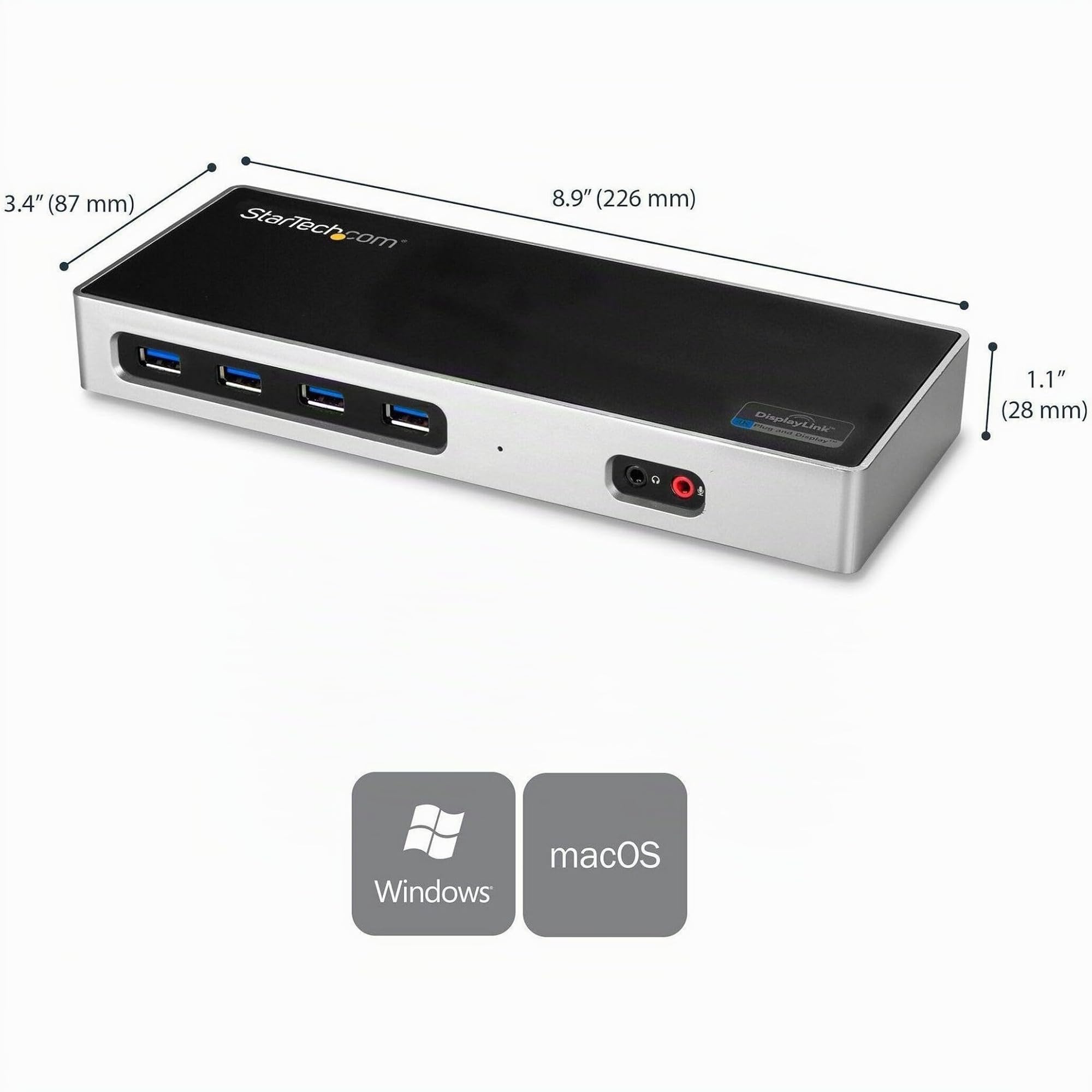 StarTech Dock Ibrido USB-C e USB-A Doppio 4K 60Hz, DP, HDMI, 6x USB-A, GbE | Per laptop USB-C oppure USB-A, Doppio monitor DisplayPort e HDMI, Sei porte USB-A