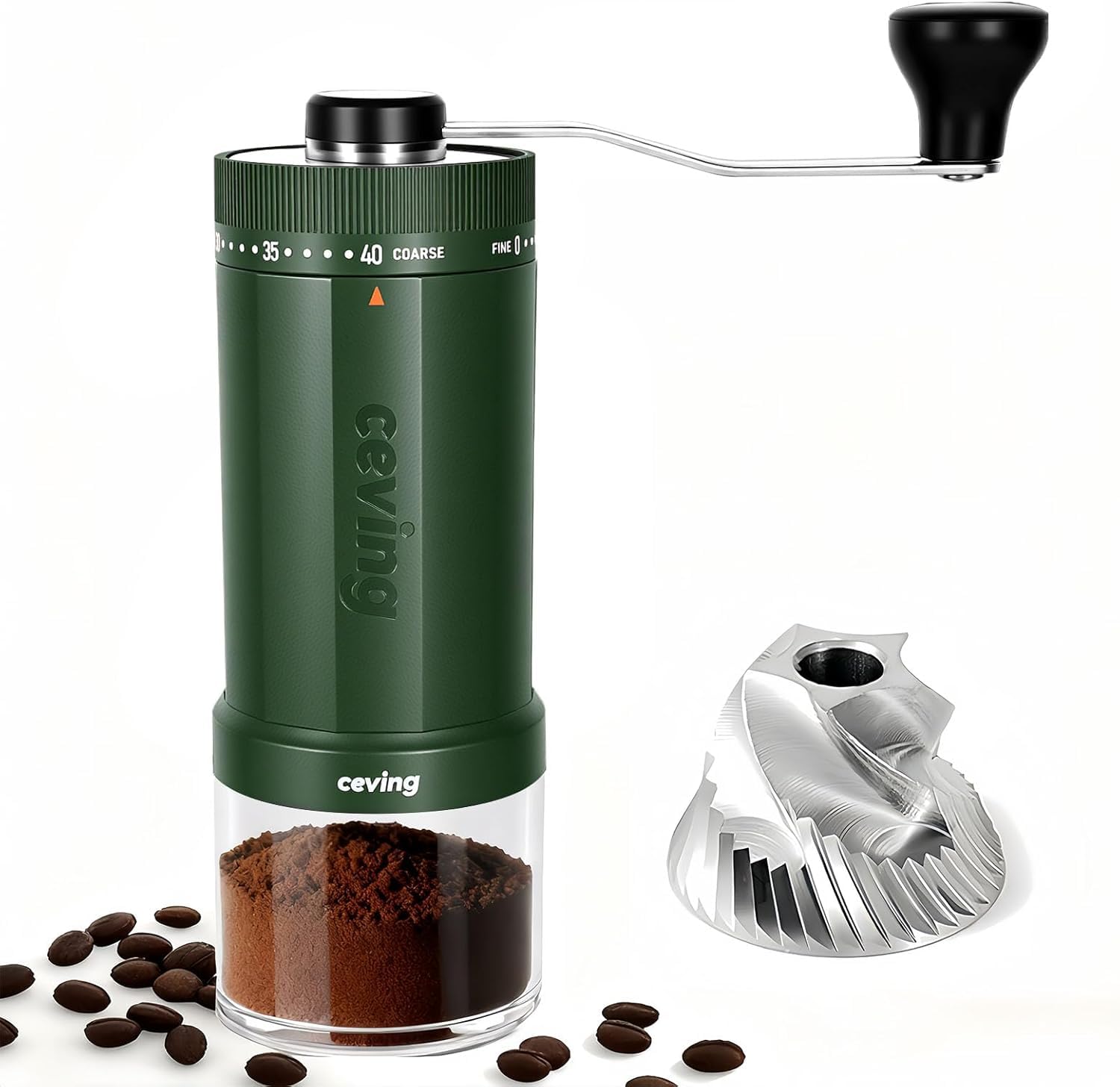 CEVING Moulin à café manuel 60g (1er mondial) — 40 réglages externes