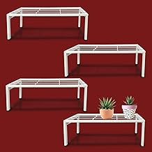 HOUSE DECORE Metal Plant Stand, Flower pot stand for Balcony, Planter stand for indoor and outdoor heavy duty easy assemble white (pack of 04)