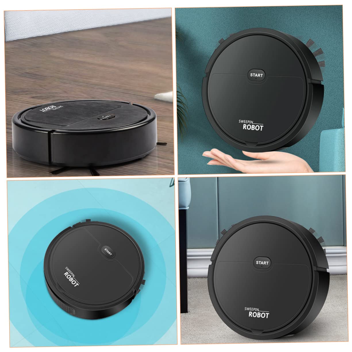 Holibanna Kleiner Staubsauger Roboter mit Wischfunktion Flacher Kehrroboter aus Kunststoff 1200mah Akku für Tierhaare und Staub im Haushalt