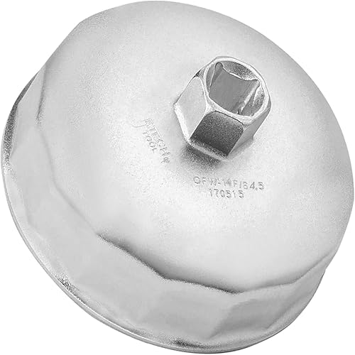 Jetech Llave de tapa de filtro de aceite de 2.539 in x 14 flautas, herramienta de extracción de enchufe tipo cartucho con 14 flautas y 2.539 in de