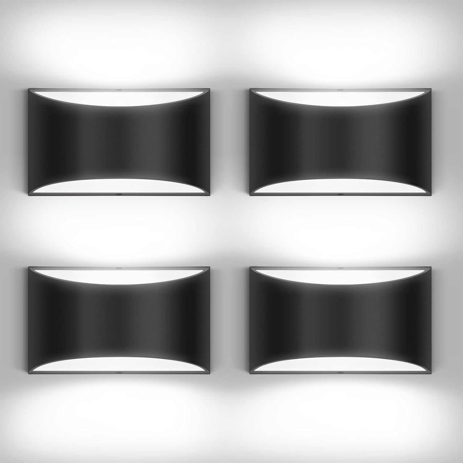 4 pack black modern led wall sconce hardwired indoor wall lights up and down wall mount light for living room bedroom corridor hallway conservatory cool white 6000k(with g9 bulbs)