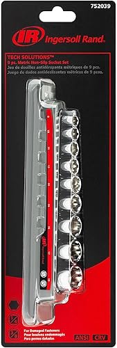 Miniatura 6 de Ingersoll Rand 752039 - Juego de 9 llaves de vaso antideslizantes de Tech Solutions, tamaños: 0.315-0.748 in, diseño patentado de giro para un