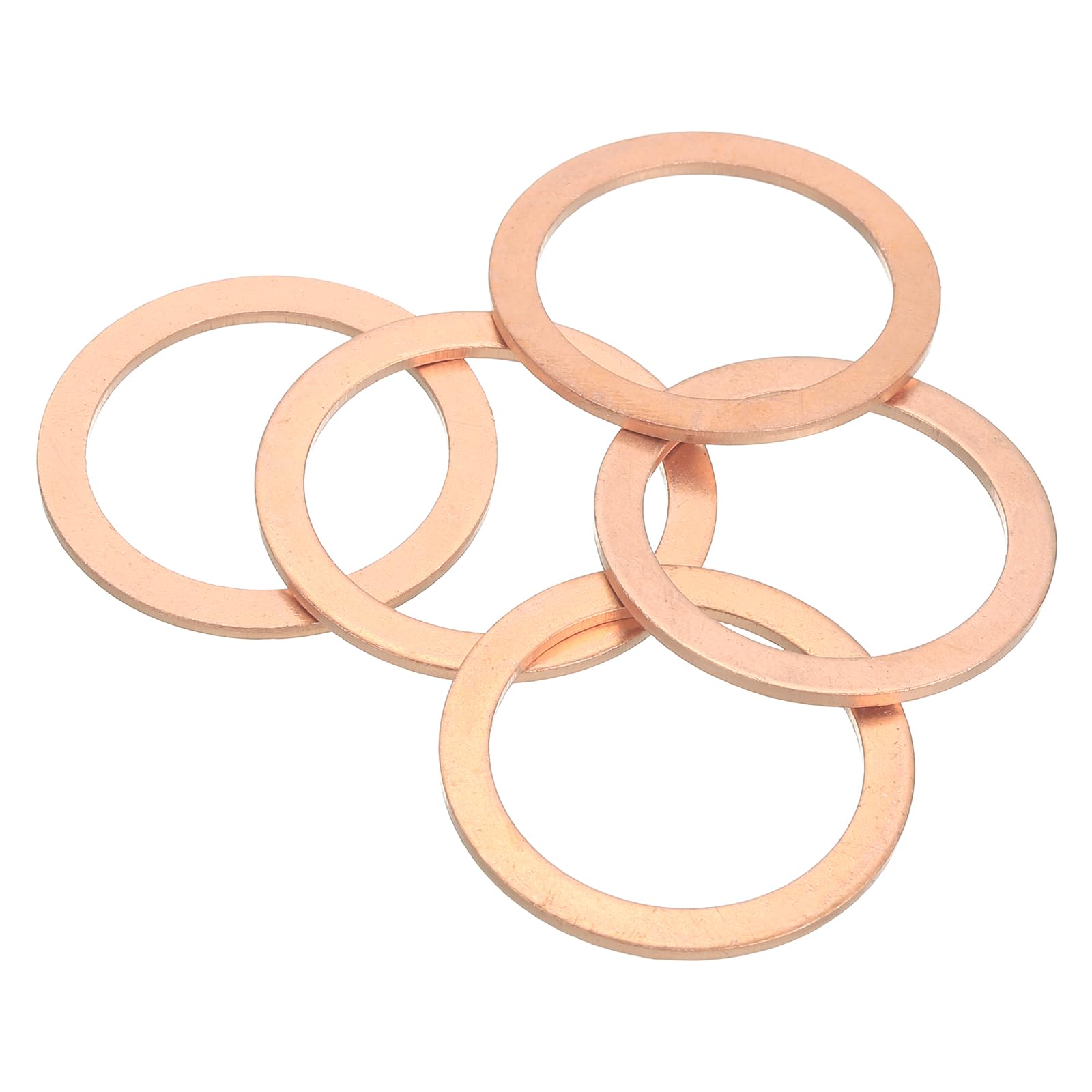 MECCANIXITY 5Pcs Flat Washer, M27 Copper Washers Copper Sealing Ring Crush Washer Kit Assortment, 27mm ID, 35mm OD, 1.5mm Thick for Bolts Screws