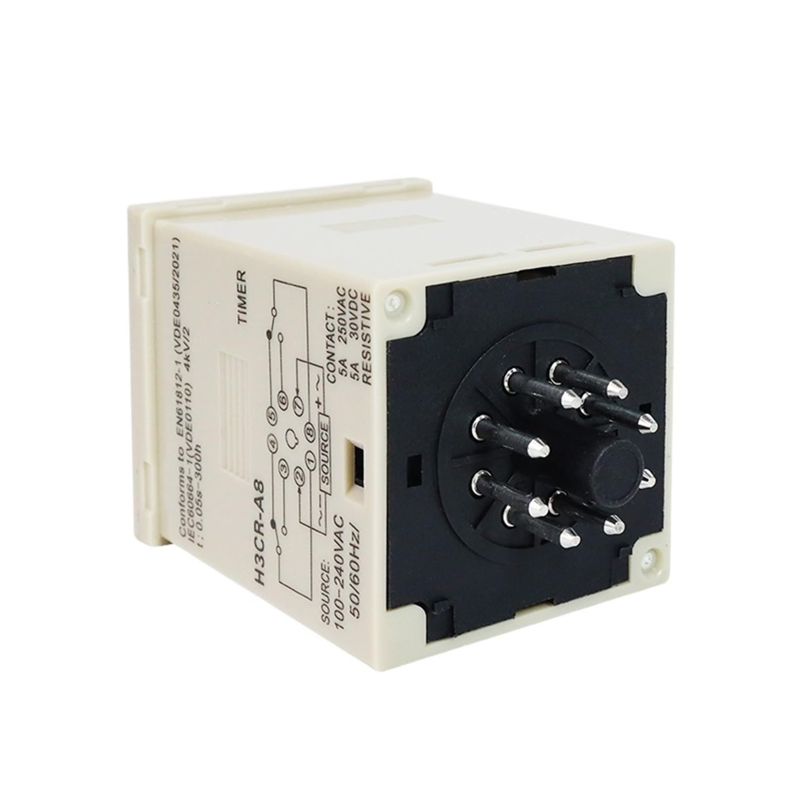 Relé 100-240 V CA 50/60 Hz 0,05 s a 300 h 8 pines Tiempo de retardo del ciclo de encendido y apagado Control del temporizador del relé(110VAC)