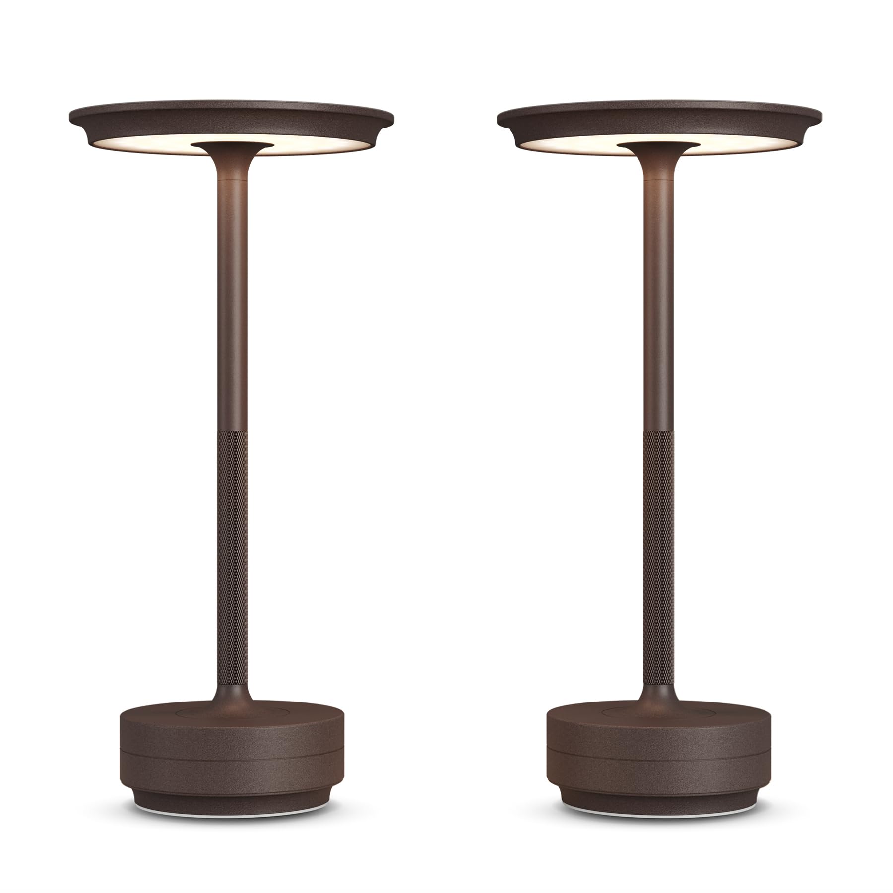 FDIDC 2 Pack Rechargeable Cordless Table Lamps, 5000mAh Portable LED Table Light, 3 Color Stepless Dimming Battery Powered Metal Table Lamp for Outdoor/Home/Restaurant.(Rust)