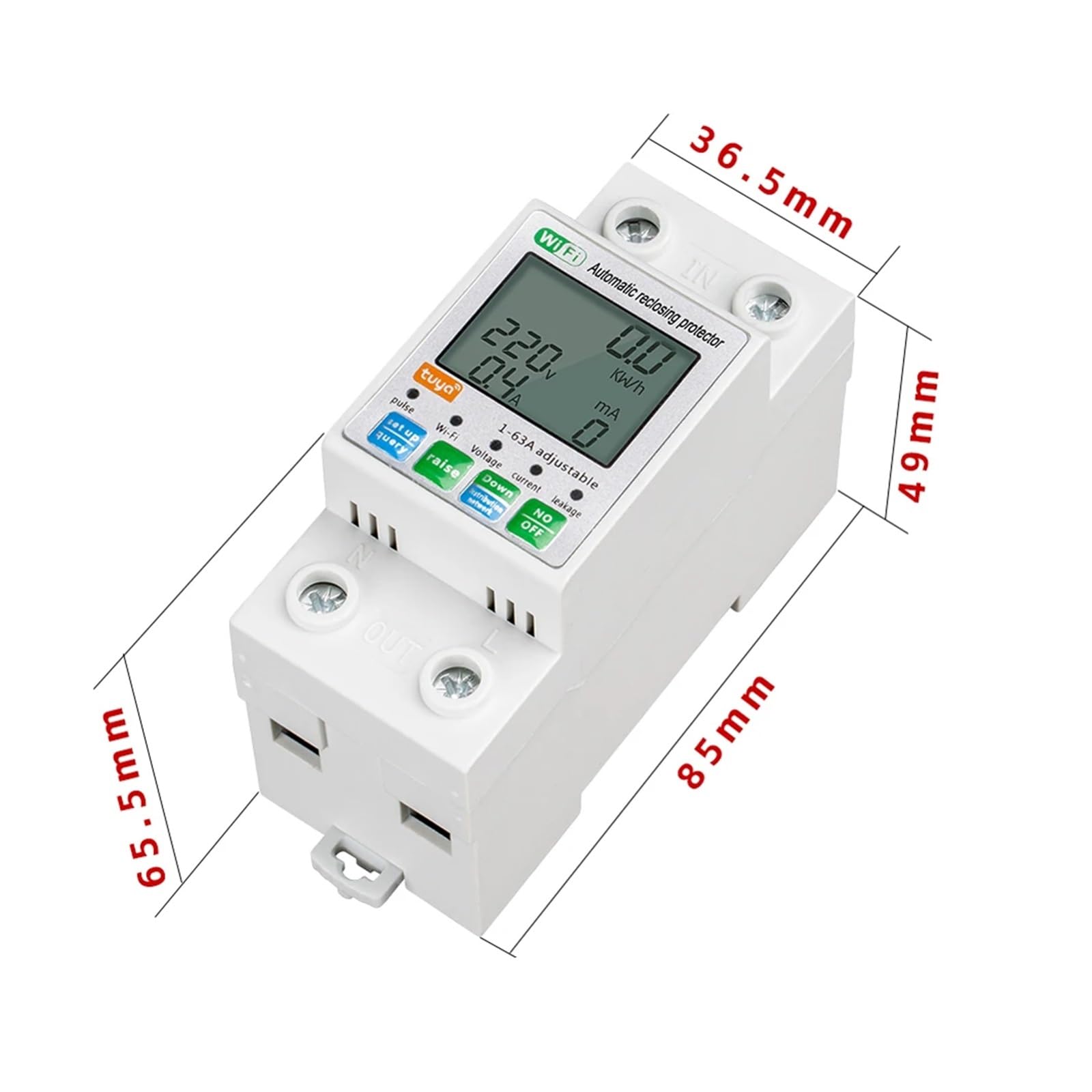 Tuya ZigBee/Wifi Inteligentne Automatyczne Zabezpieczenie Przed Ponownym Zamknięciem Miernik Napięcia Prądu Wyświetlacz LCD Przełącznik Miernik Mocy Przerywacz(Wifi)