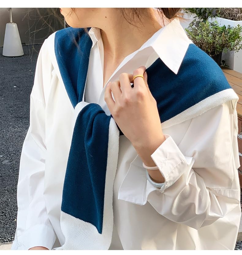 Knit Triangle Scarf for Women Sweater Shawl Wraps Sweater Scarf Top Preppy Old Money Fisherman Aesthetic2