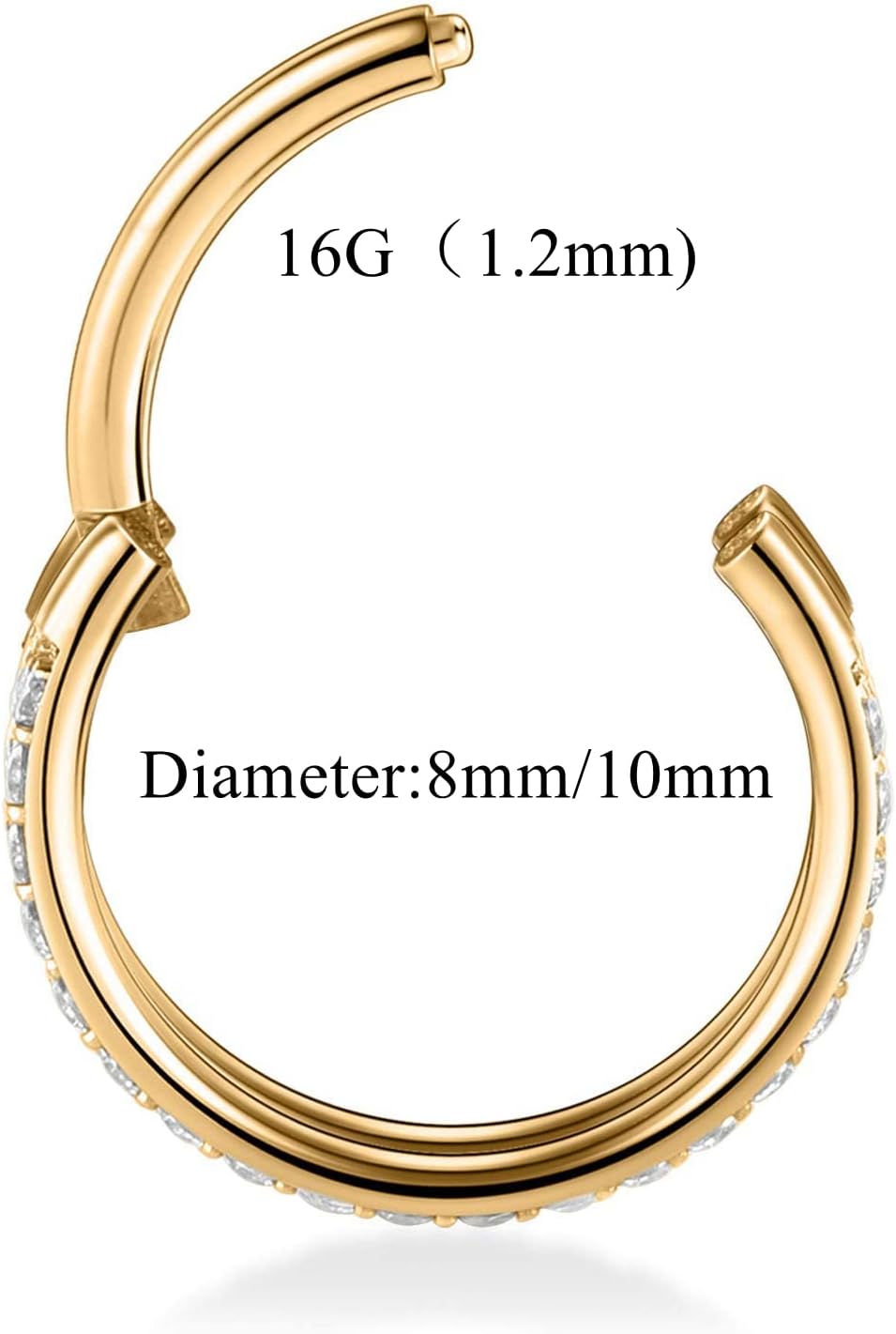 Yrogcu 20G 18G 16G 14G Single/Double Hoop Stainless-Steel Seamless-Hinged-Piercing Segment-Clicker Nose-Ring-Hoop : Diameter 6mm 8mm 10mm 12mm Cartilage Earrings - Image 3