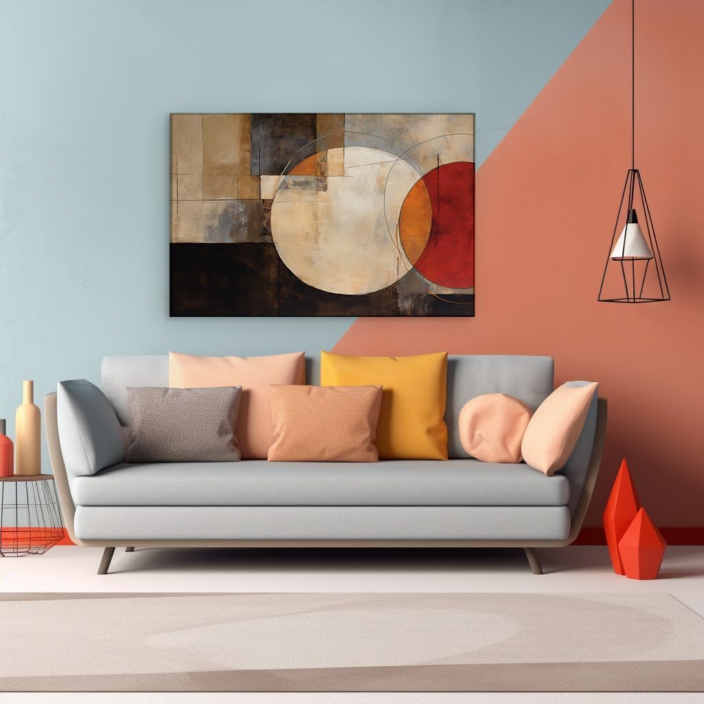 Canvas for Living room. Harmonious Complexity Within Geometric Serenity - Unraveling an Abstract Artwork's Essence, 27 x 18 inch Canvas Wall Art - Contemporary Masterpieces - Modern Home Decor