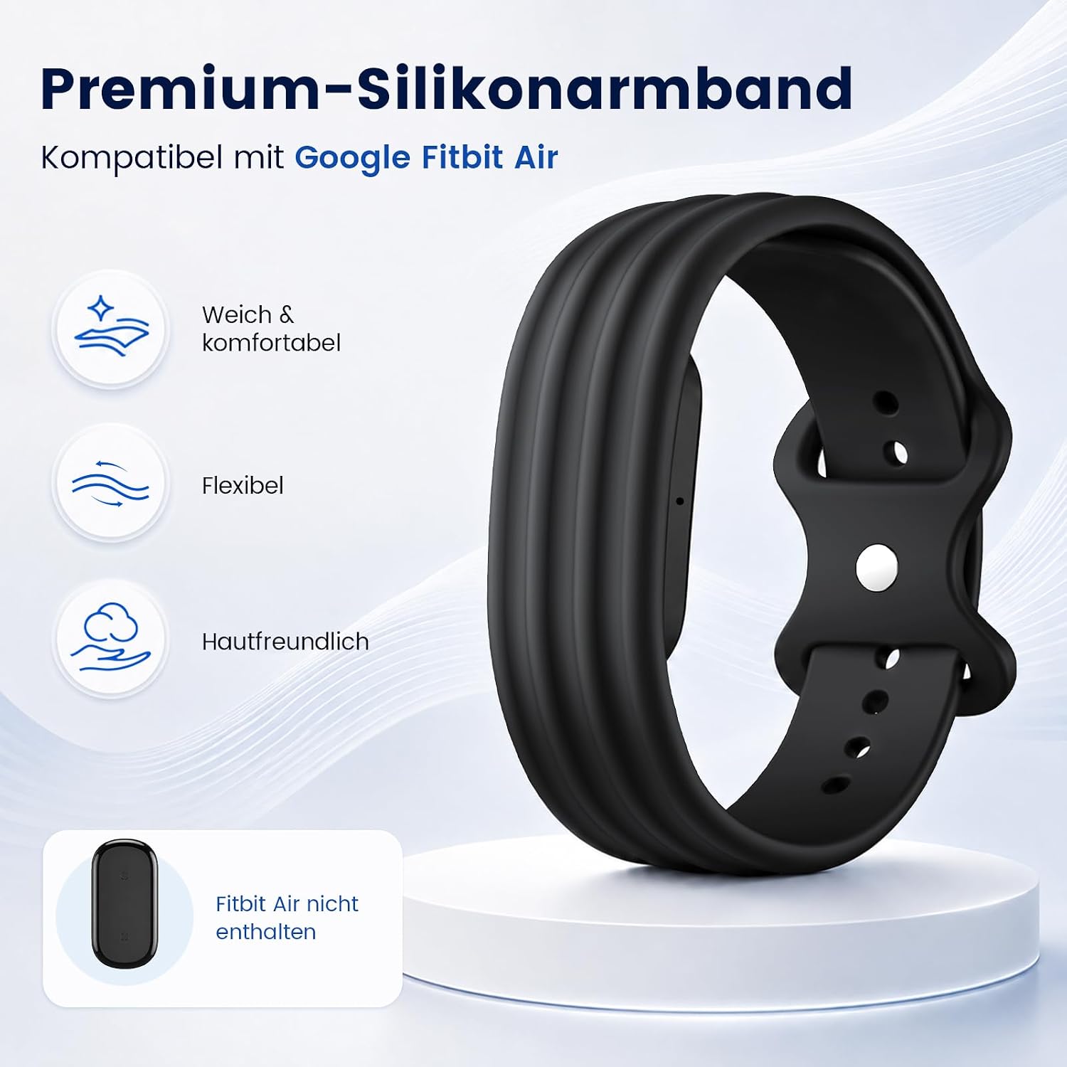 SimpleThings Silikonowa bransoletka sportowa kompatybilna z Google Fitbit Air Miękka bransoletka zastępcza dla kobiet i mężczyzn przyjazna dla skóry i wygodna do noszenia na co dzień