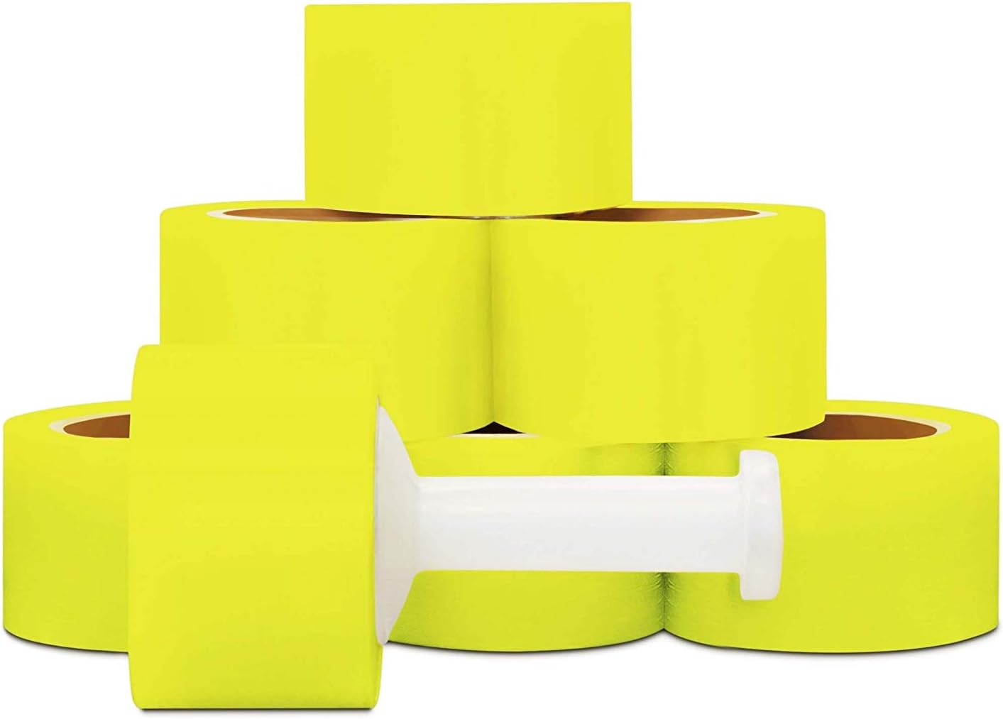 MMBM Yellow Stretch Wrap with Handle, 648 Pack, 3 Inch x 1000 Feet, 80 Gauge, Colored Plastic Cling Film Rolls, for Color Coding Storing Shipping Pallets
