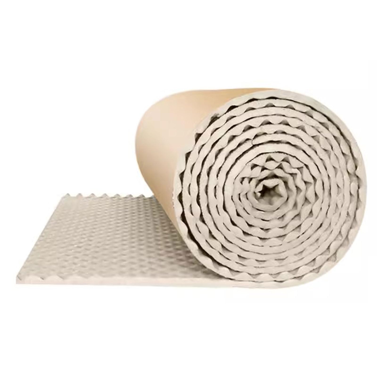 Akustikschaumstoff Selbstklebendm Pyramide Schallschutzmatte Noppenschaumstoff, Hochdichte Schalldämmung Akustikpaneele für Aufnahmestudios Tonstudio Büros(Size:1m x 10m,Color:Beige)