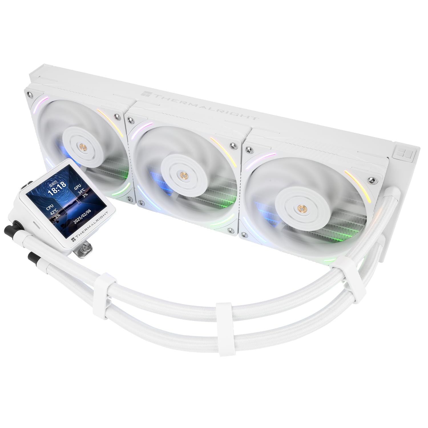 Thermalright Frozen Vision 360 ARGB White V2 CPU Liquid Cooler,3xTL-K12W PWM Fans,Computer CPU Cooling,for AM4/AM5,Intel 1700/1851/115X,480X480 Resolution,2.88 inch IPS Liquid Crystal Square Screen