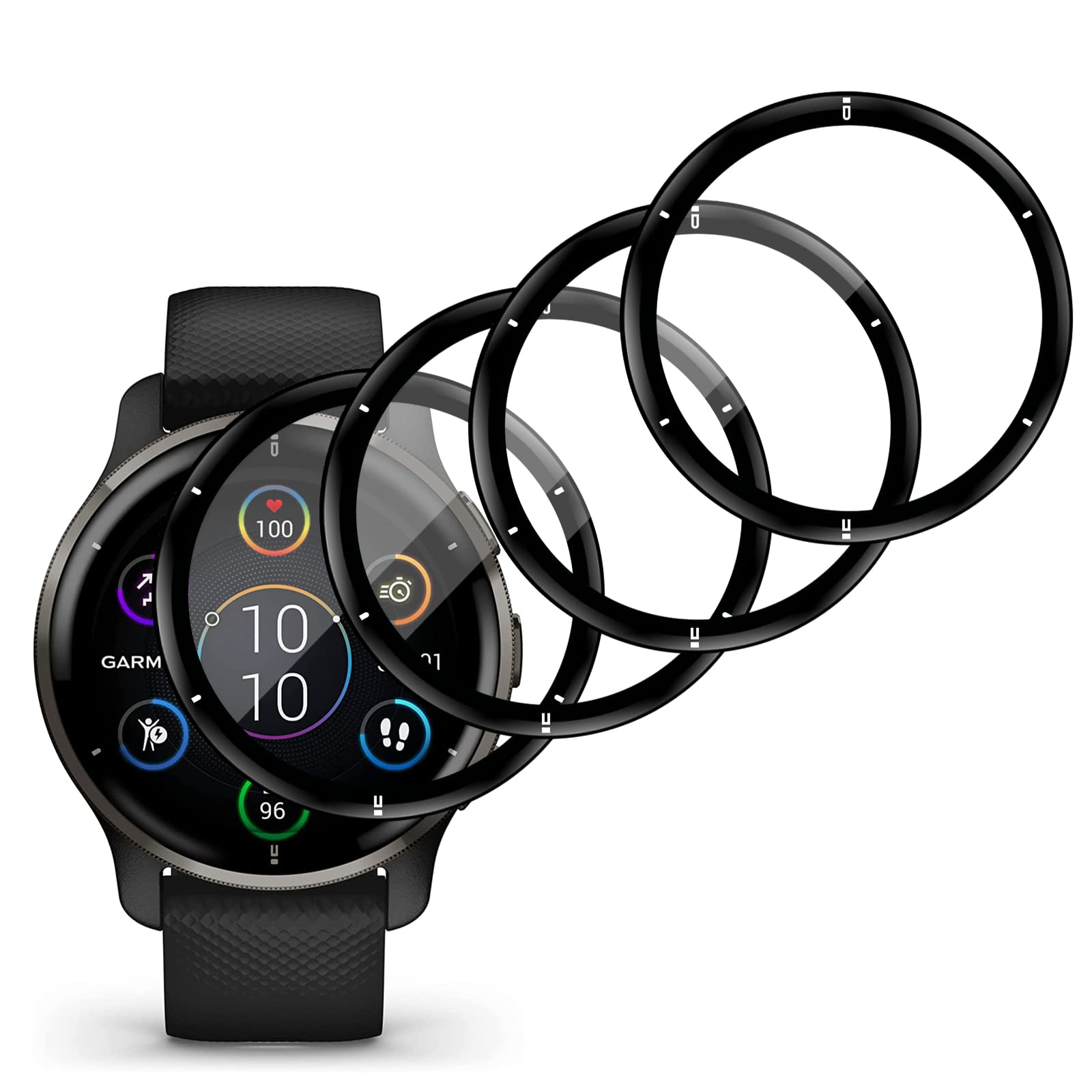 ifymeiScreen Protector for Garmin Venu 2 Plus, [4 Pack] Flexible HD PET Clear Screen Protector, 3D Full Coverage Curved Edge, Anti-Scratch, Bubble Free, Anti-Fingerprint Screen Protector