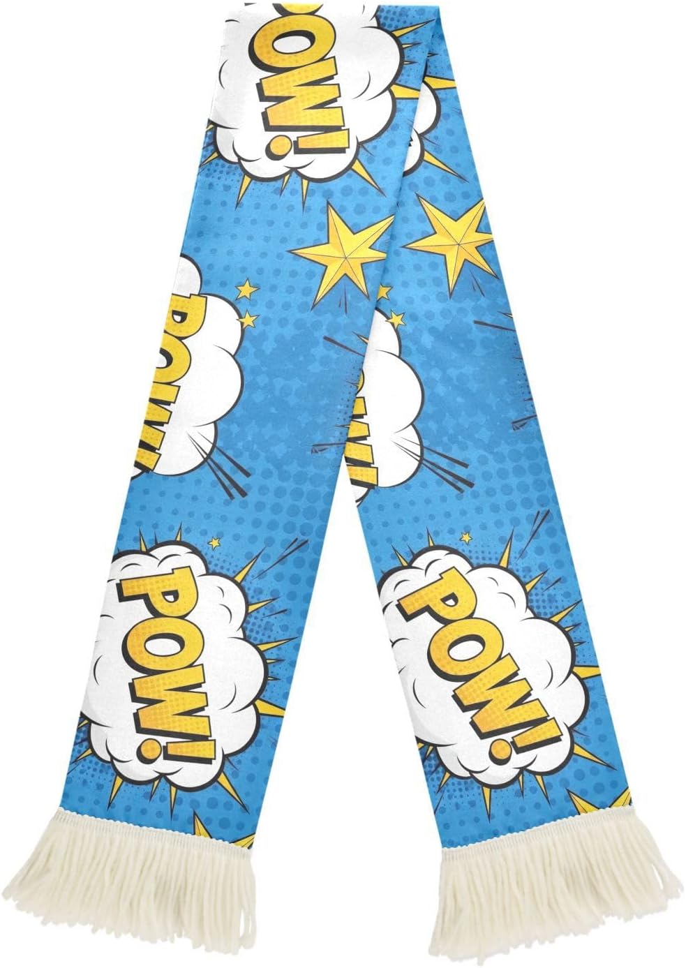 CHIFIGNO Yellow Stars Blue Sports Fan Scarf, Soft Polyester Cheering Towel for Soccer Games, Quick Dry Sweat Wipe Rally Scarf