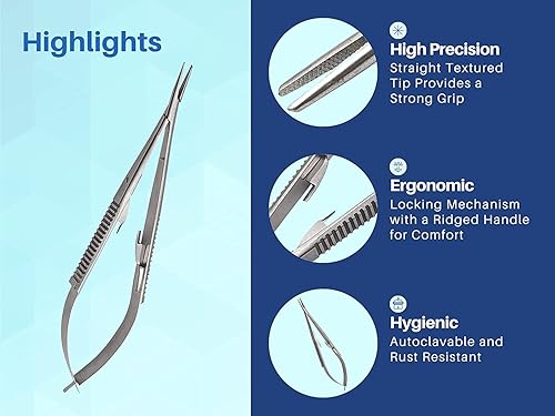 Miniatura 3 de ARTMAN INSTRUMENTS 3 piezas Castroviejo soporte de aguja recto de 5.5 pulgadas con cerradura | Soporte de aguja quirúrgico ortopédico dental con
