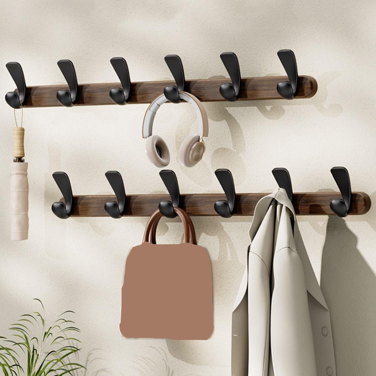Perchero De Madera, Colgador De Pared De Madera, Percha De Pared De Madera, Soporte para Colgar De Madera, Gancho 3/4/5/6/7/8(70cm/27.5in)