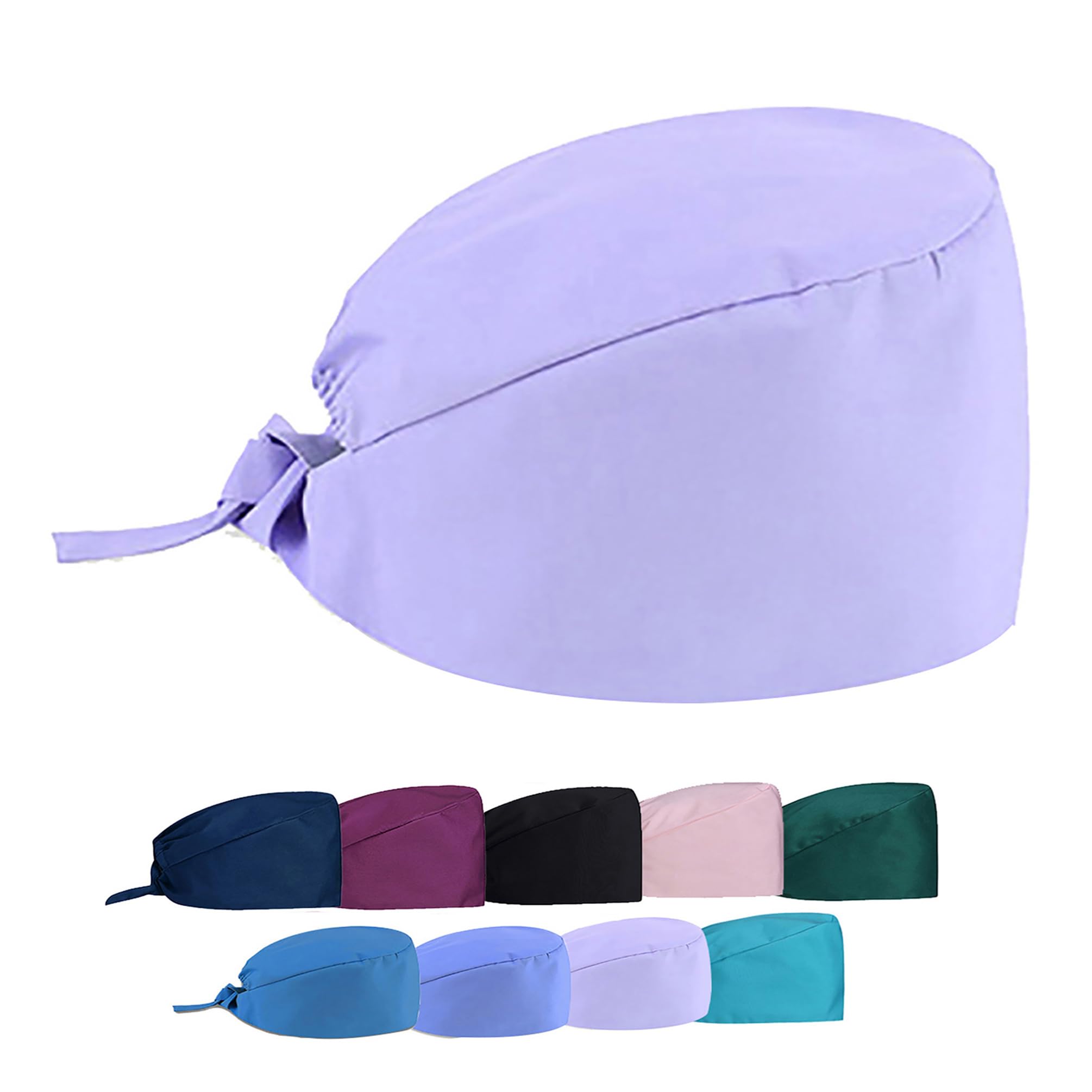 Van Der Linn Unisex Light Purple Cotton Head Cover Surgical Scrub Hat Doctor Nurse Caps Operating Room Hat (Light Purple)