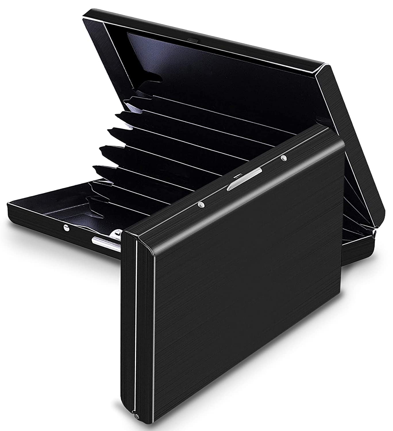 8 Slots Steel RFID Blocking Metal Credit Card Holder Wallet for Men & Women (Black 8 Slot)-image-32