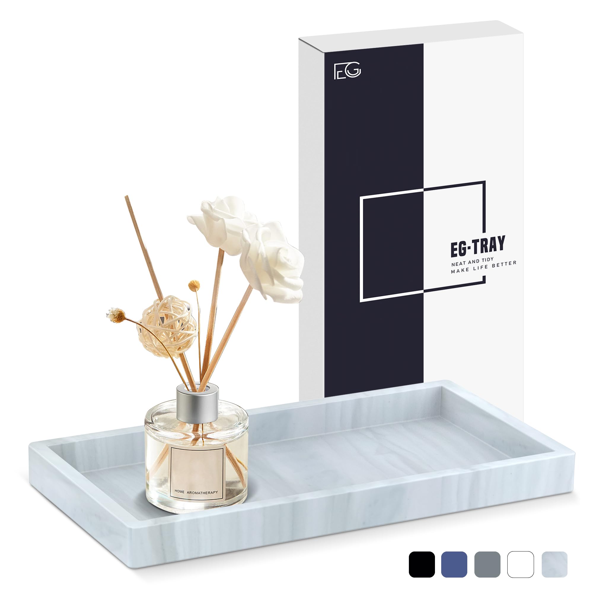 Bathroom Vanity Tray,Thick Original Silicone Soap Dispenser Tray,EGWON Shatterproof Toilet Tank Tray Vanity Tray for Dresser Tops,Bathroom for Perfume,Soap Bottle