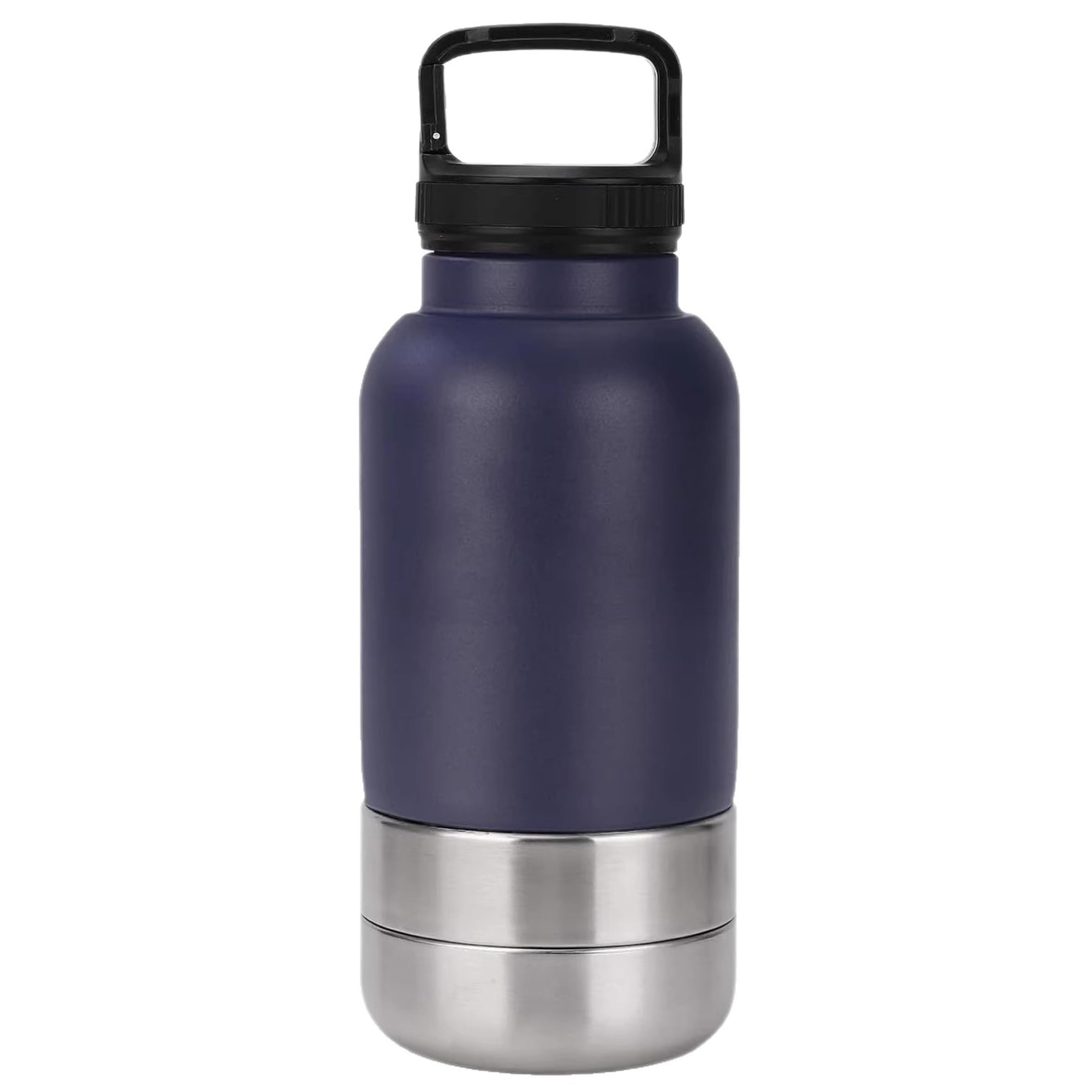 Bouteille d'eau pour chien isolée en acier inoxydable 32 oz marine avec 2 bols