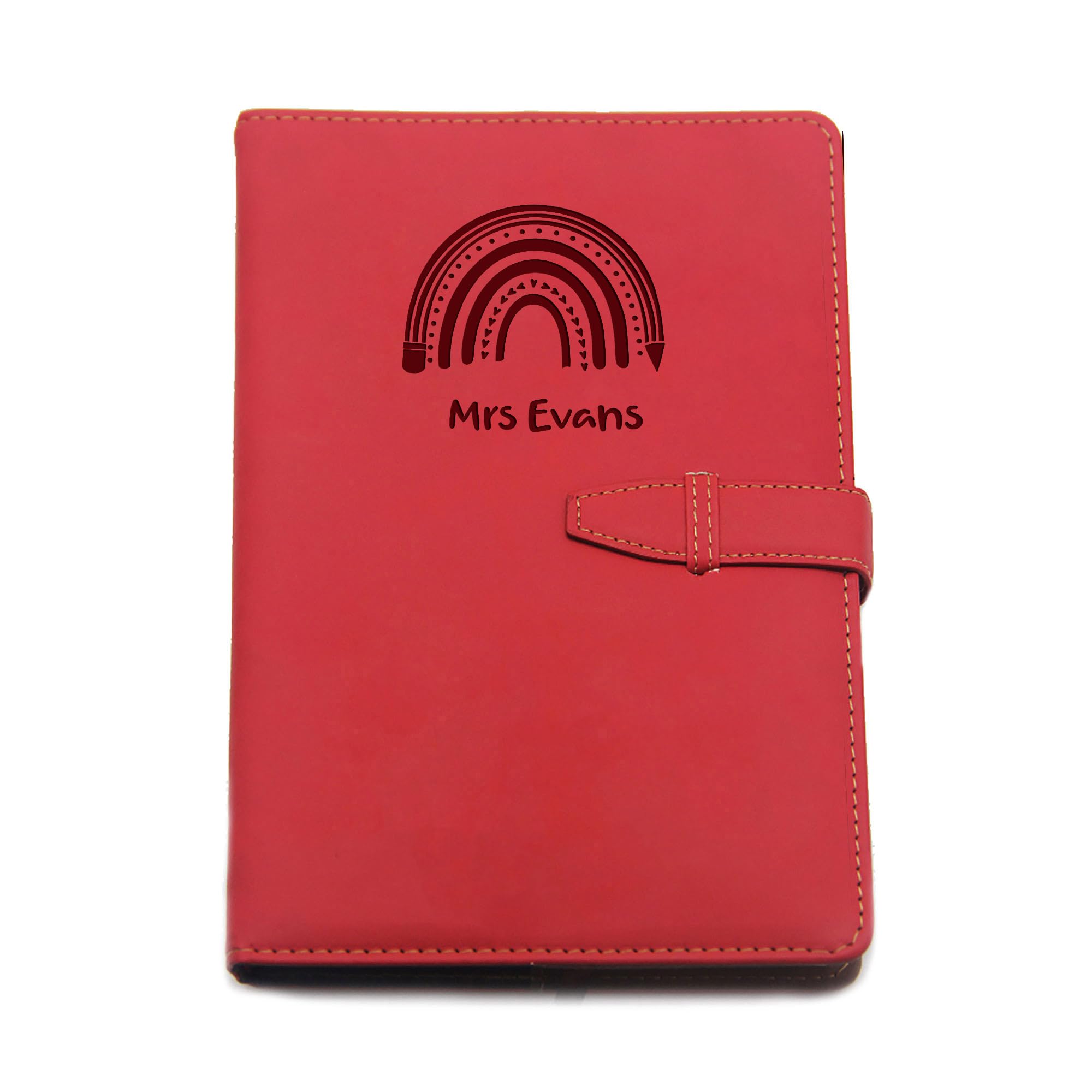 EDSG Personalised Notebook A5 Journal Notebook Diary Leather Notebook Teacher Gifts for Women Men Diary Gift for Graduation Teacher Gifts Appreciation Gifts End of Term Gifts(Red, Design 1)