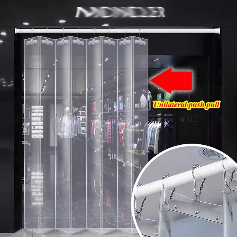 Rideau De Porte Pliant Coulissant En PVC, Rideaux Isolants Transparents Hot Melt Rideau De Porte Intégré Convient Pour La Maison, Magasin, Usine Push Pull À Sens Unique ( Couleur : Clair , Taille : 10