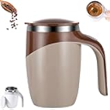 Automatic Magnetic Stirring Coffee Mug with Lid, Self Stirring Coffee Mug with Handle,Stainless Steel Self Mixing Magnetic Cups for Milk/Tea/Hot Chocolat for Home Kitchen (B,Recharge)