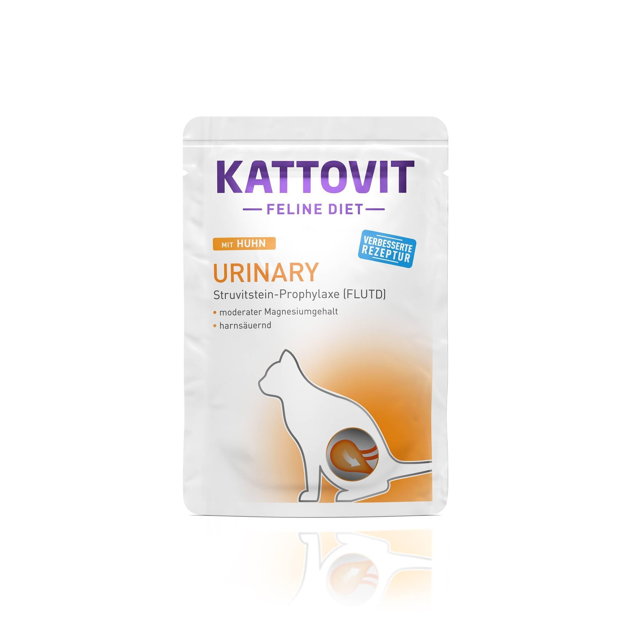 Kattovit - Urinary mokra karma dla kotów | Mokra karma dla kotów jako pełnoporcjowa karma w worku świeżości. Karma dietetyczna dla dorosłych kotów z chorobami układu moczowego | 24 x 85 g kurczaka