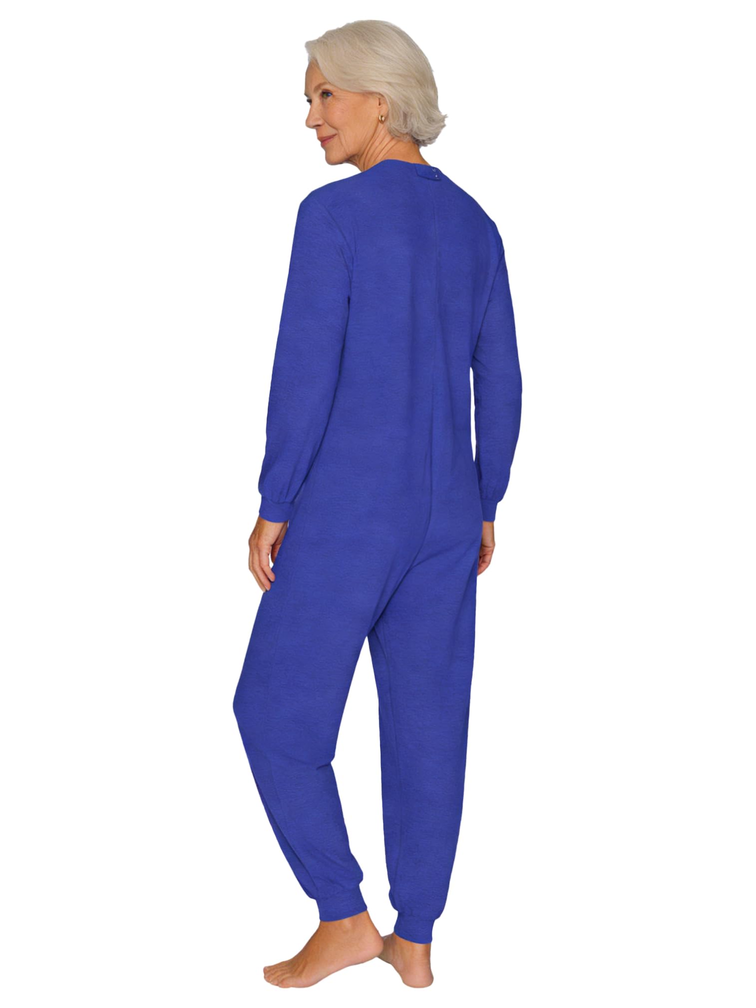ranrann Homme Femme Pyjama Sanitaire Manches Longues avec Fermeture Eclair sur Le Dos pour Personnes Âgées Alzheimer Incontinence