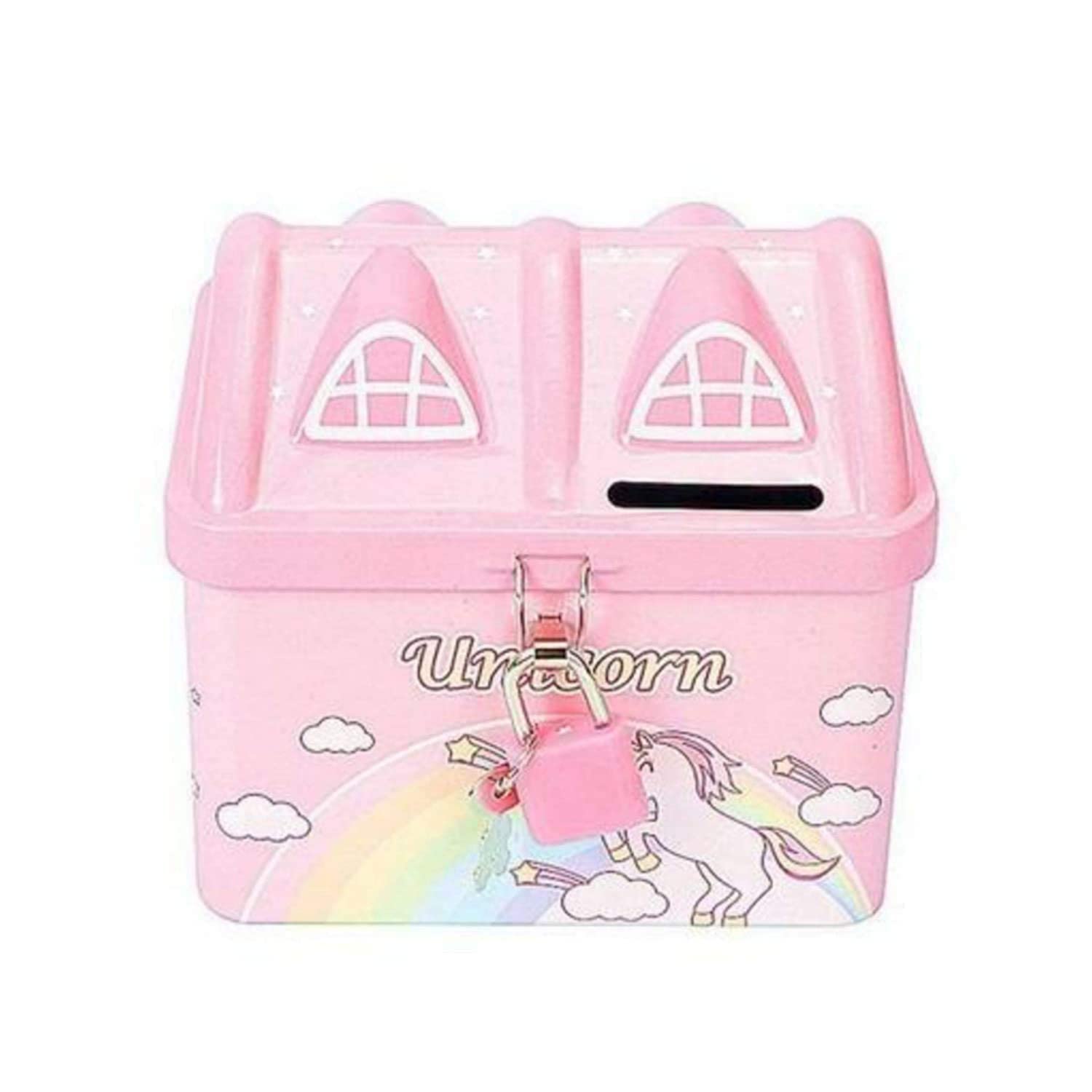 NOIee Money Bank For Kids Piggy Bank Metal Body For Kids Girls Boys With Lock And Key Secure Unicorn Money Bank For Multicolor (House Bank) Random Color Blue Or Pink, Modern (B0CVTX5B5D) Amazon Price History, Amazon Price Tracker