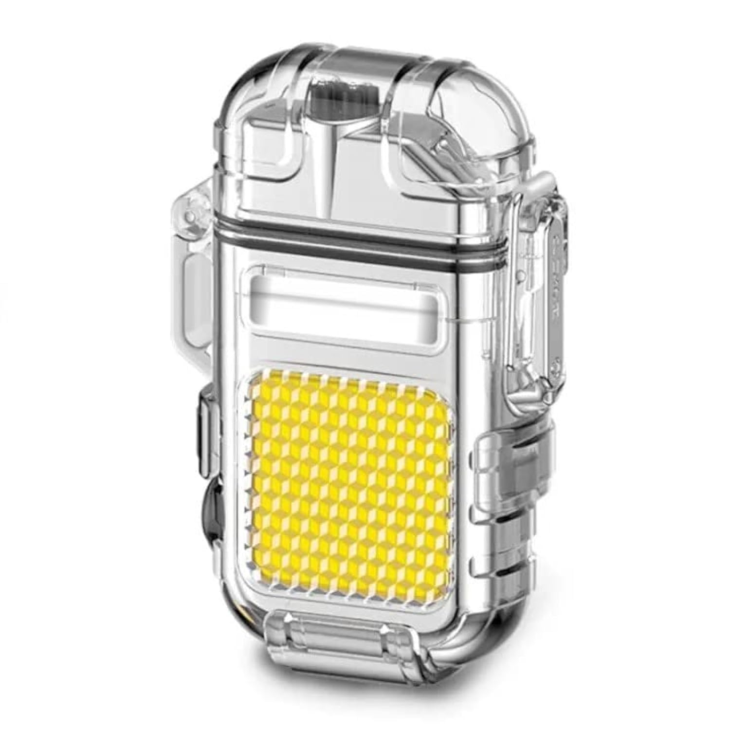 YOMNA USB Rechargeable Electric Torch Transparent Waterproof Lighter Plasma Dual ARC Windproof Lighter Windproof- Silver