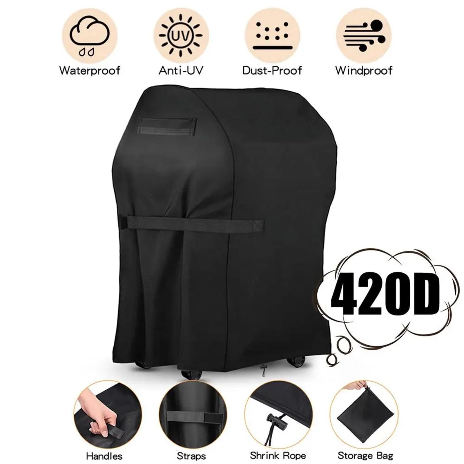 Funda para Barbacoa, Protección for Parrilla Exterior de Tela Oxford Resistente al Agua 420D