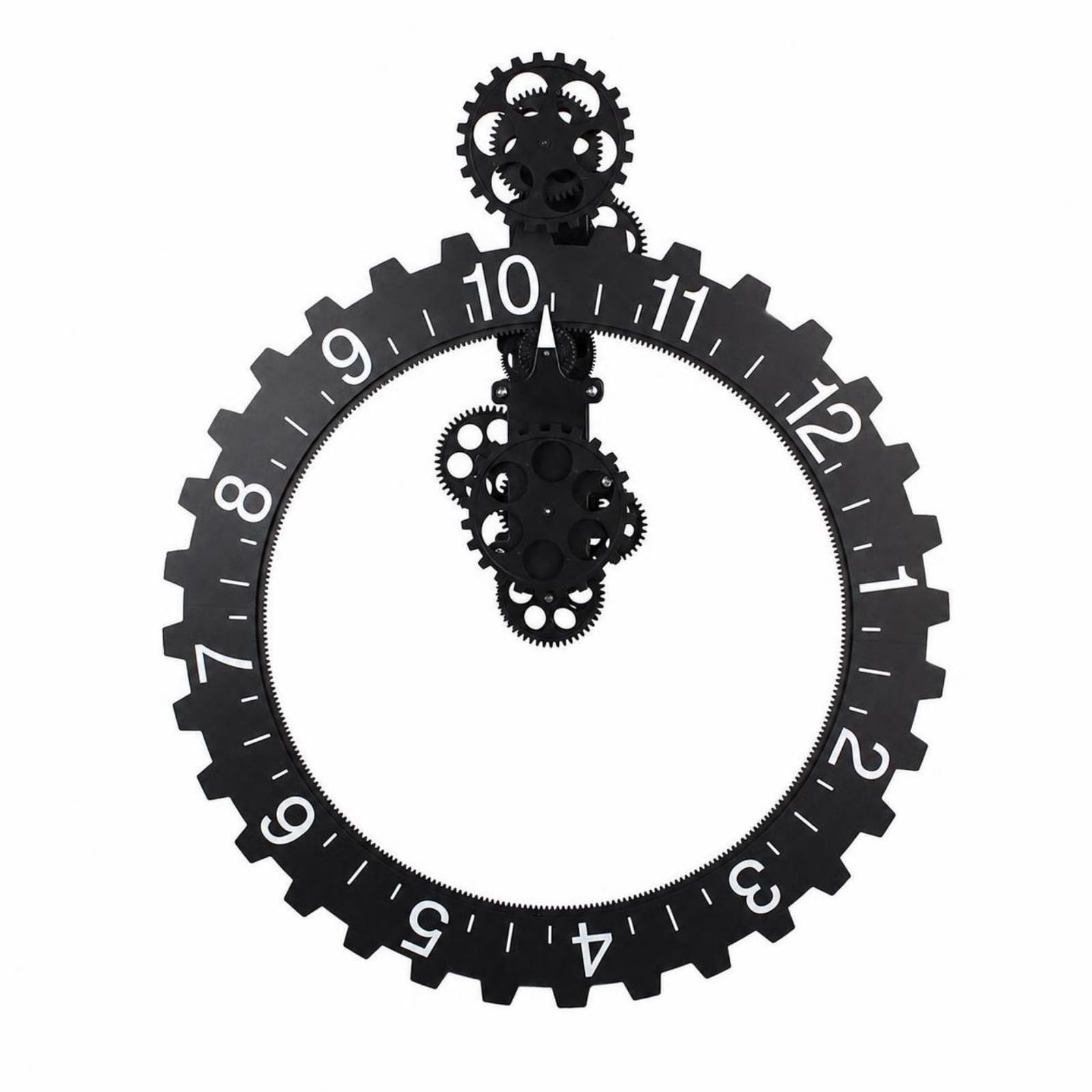 Orologio con Ingranaggi Retro | Quadrante Nero e Bianco, Orologio da Parete Industriale, Grande, per Soggiorno, Caffè