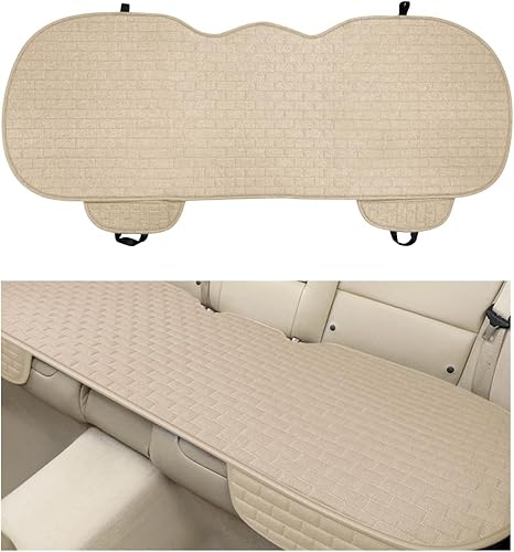 Miniatura 10 de Funda de Asiento de Carro de Lino, Protector de Banco con Fondo Antideslizante, Almohadilla de Asiento Trasero con Bolsillos de Almacenamiento, Gris