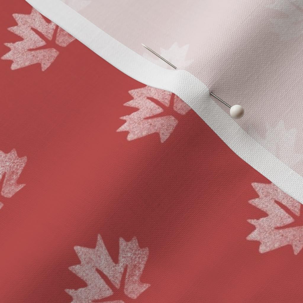 Spoonflower Fabric - Maple Leaf Red Canada Hockey Flag Winter White Printed on Petal Signature Cotton Fabric by The Yard - Sewing Quilting Apparel Crafts Decor