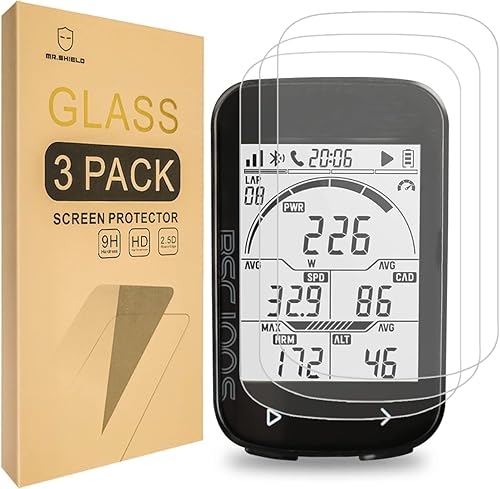 Miniatura 1 de Mr.Shield Paquete de 3 Protector de pantalla para iGPSPORT BSC100S Vidrio templado Vidrio japonés con dureza 9H Protector de pantalla