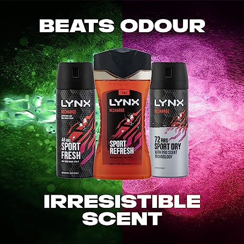 LYNX Recharge Travel Pouch Washbag Gift Set body wash, body spray & anti-perspirant perfect for his daily routine 3 piece - Image 3