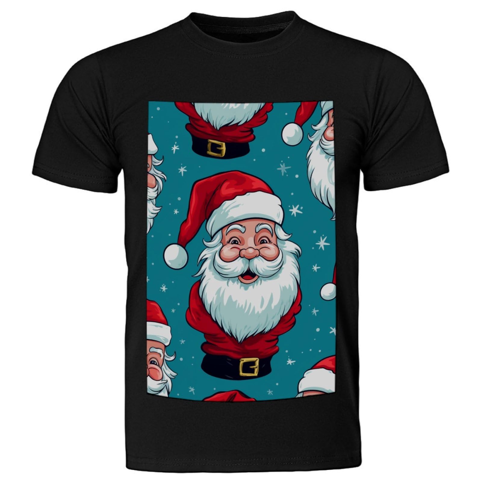 Camiseta de manga corta para hombre, cuello redondo, camisetas suaves ajustadas para todo tipo de cuerpo, 100% algodón, esenciales, dibujos animados, divertido Papá Noel