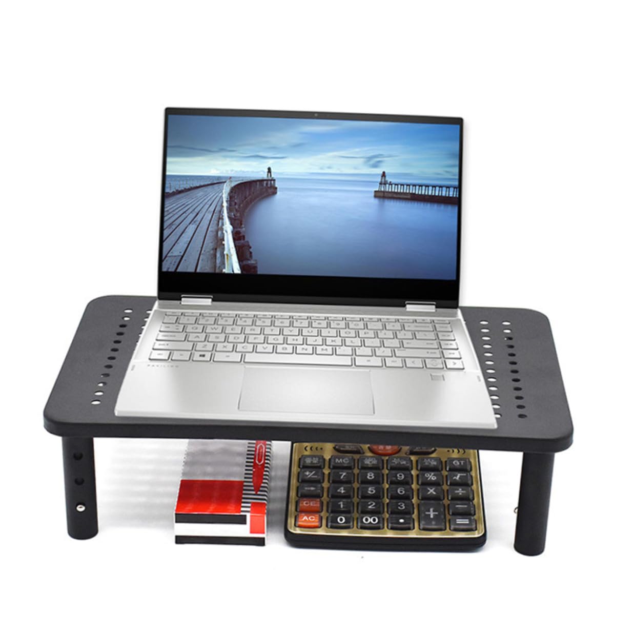 Rehausseur Écran PC avec Ventilation Réglable Hauteurs pour Ordinateur Portable et Moniteur de Bureau Ergonomique