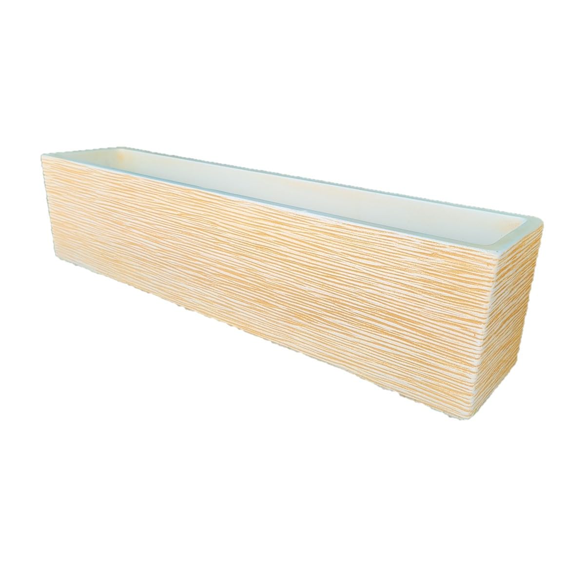 AnaParra Jardinera Rectangular Moderna en hormigón aligerado para Exterior Rectangular Pacífico 80X17X19cm. Natural Ocre