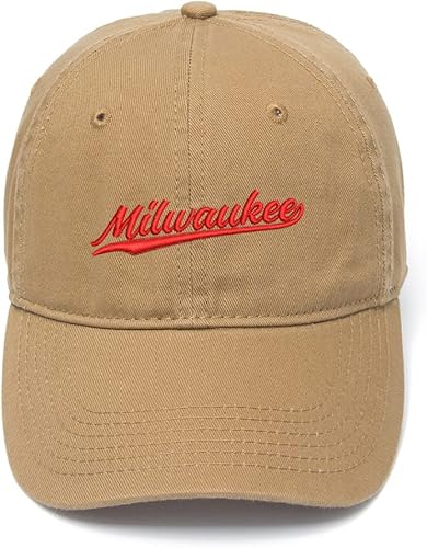Miniatura 8 de Gorras de béisbol Milwaukee City - Gorra bordada WI unisex de algodón lavado ajustable