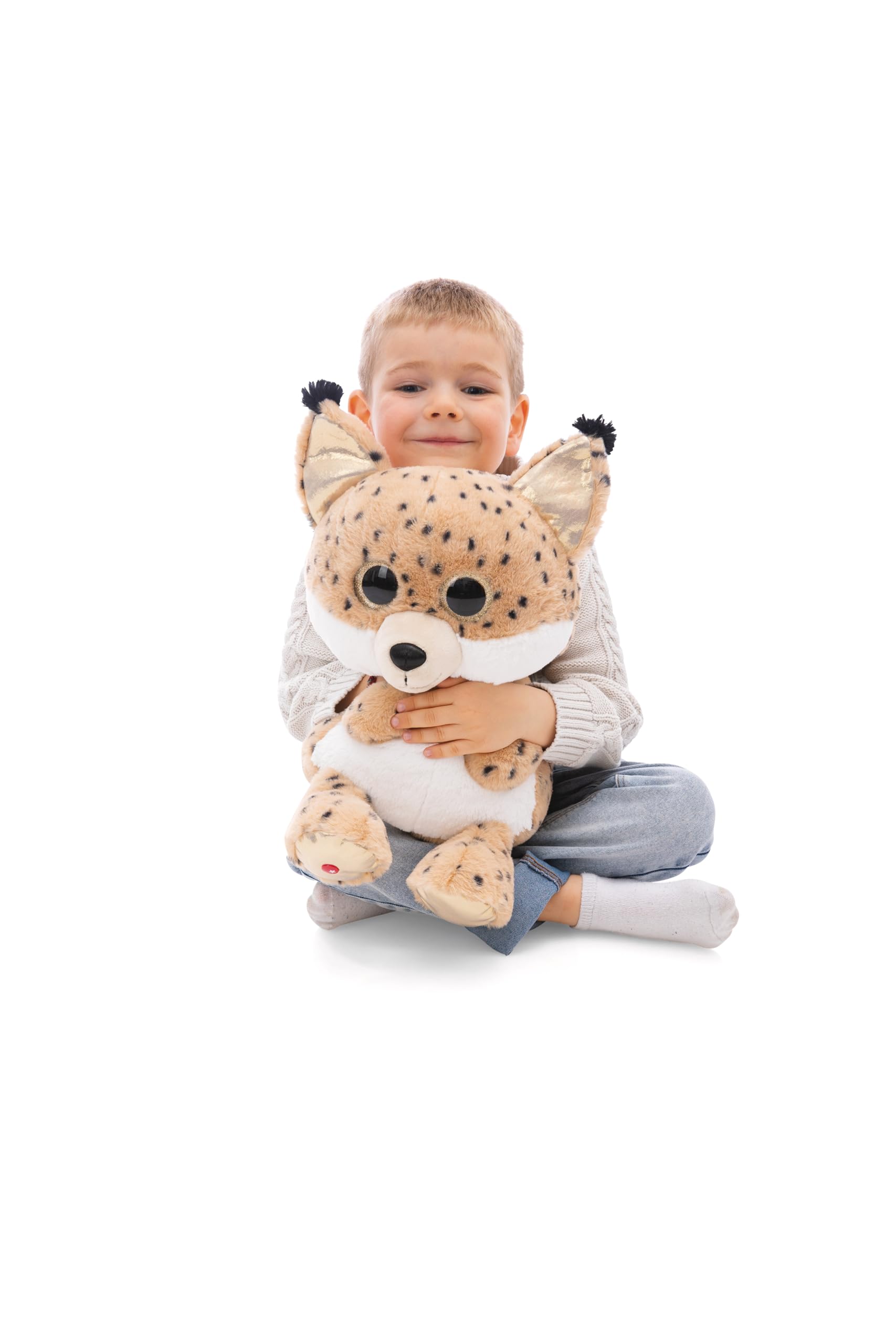 NICI GLUBSCHIS 62210 Cuddly Toy, Lynx Lenzo, 45 cm, Beige, Soft Plush, Cute Stuffed Animal for Cuddling and Playing, Great Gift Idea for Children and Adults